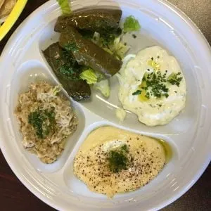 Nile Cafe grape leaves, hummus, baba ghanouj