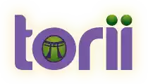 Logo of torri Noodle Bar in purple and green text.