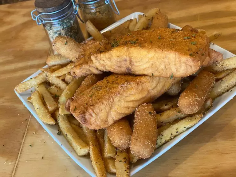 Oak City Fish and Chips Try it Fried Salmon Basket