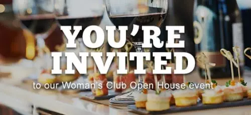 Invitation to the Woman's Club Open House Event with large text 