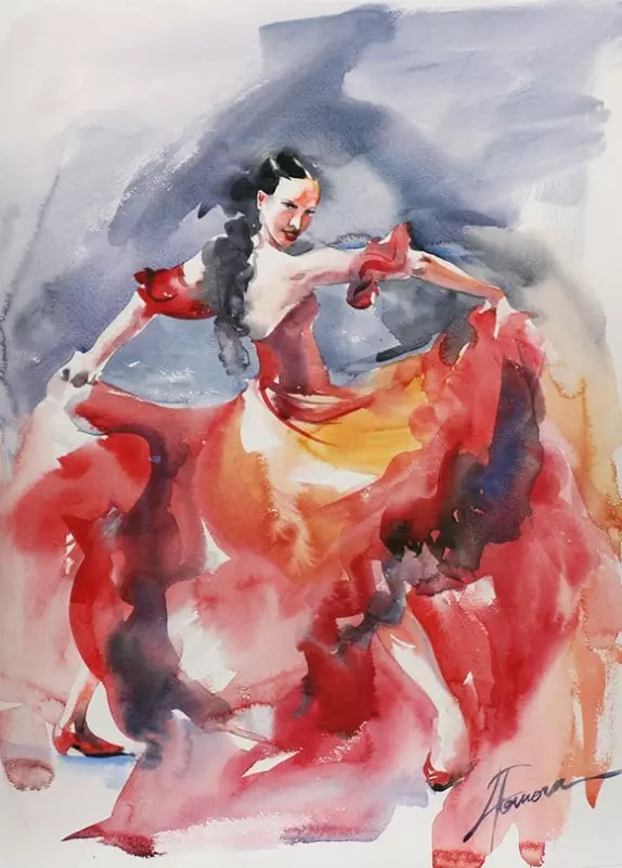 Lyudmila_Tomova_Flamenco_Dancer_watercolor_24x18