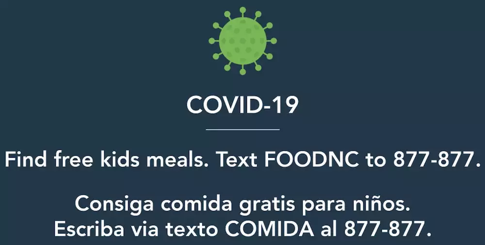 Text FOODNC to find free kids meals